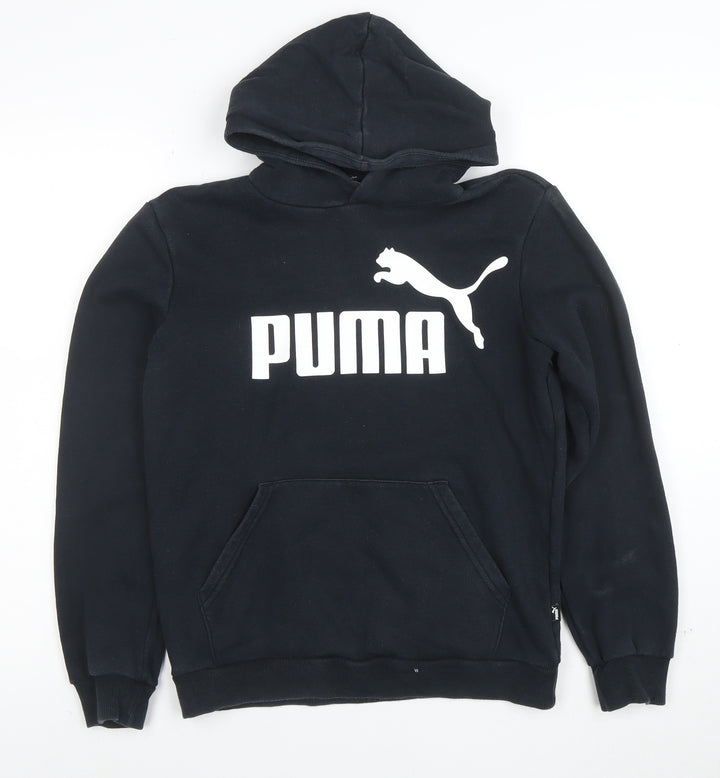 Puma Boys Black Pullover Hoodie XL 16 Cotton Blend Logo Print