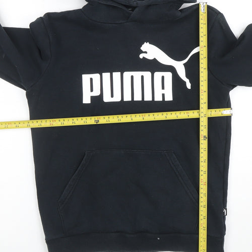 Puma Boys Black Pullover Hoodie XL 16 Cotton Blend Logo Print