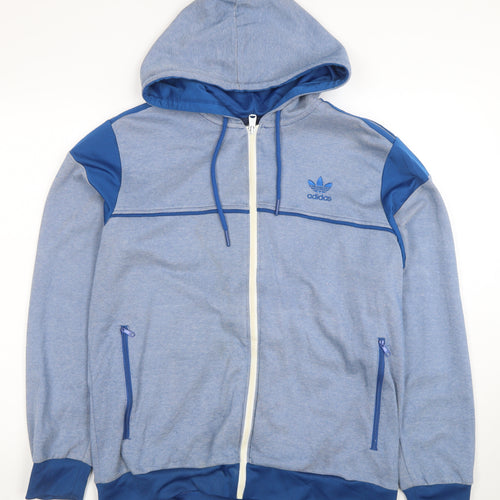 Adidas Men's Blue Full Zip Hoodie Size L Regular Fit Sportswear