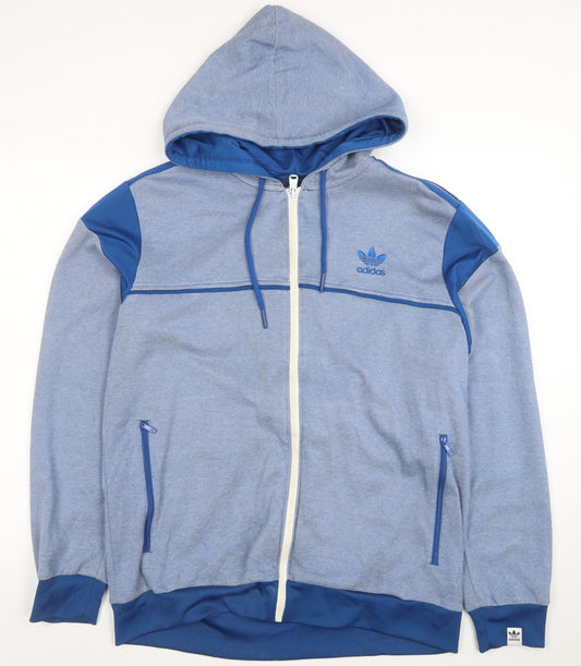 Adidas Men's Blue Full Zip Hoodie Size L Regular Fit Sportswear