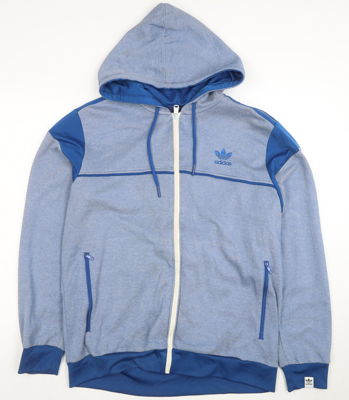 Adidas Men's Blue Full Zip Hoodie Size L Regular Fit Sportswear