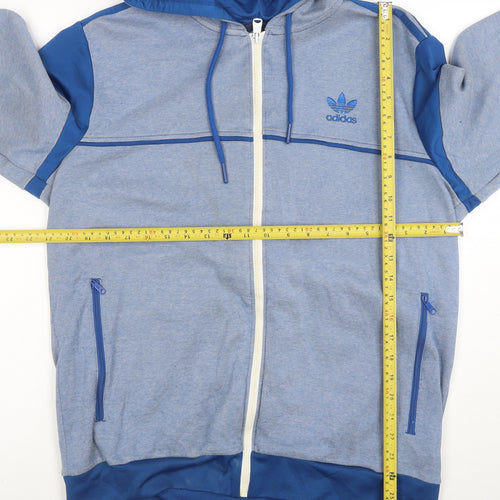 Adidas Men's Blue Full Zip Hoodie Size L Regular Fit Sportswear