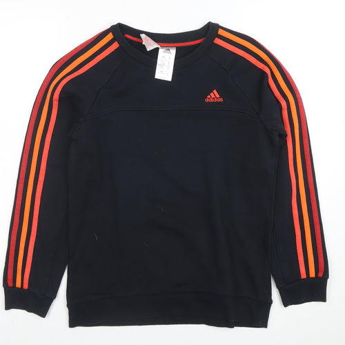 Adidas Boys Black Sweatshirt 11-12 Years Pullover Crew Neck Sports Top