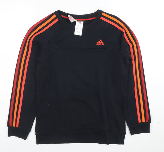 Adidas Boys Black Sweatshirt 11-12 Years Pullover Crew Neck Sports Top
