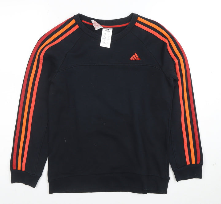 Adidas Boys Black Sweatshirt 11-12 Years Pullover Crew Neck Sports Top