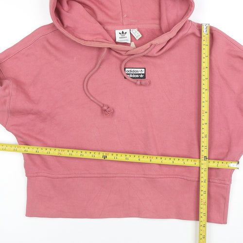 Adidas Women’s Pink Cropped Pullover Hoodie Size 8 Cotton Casual