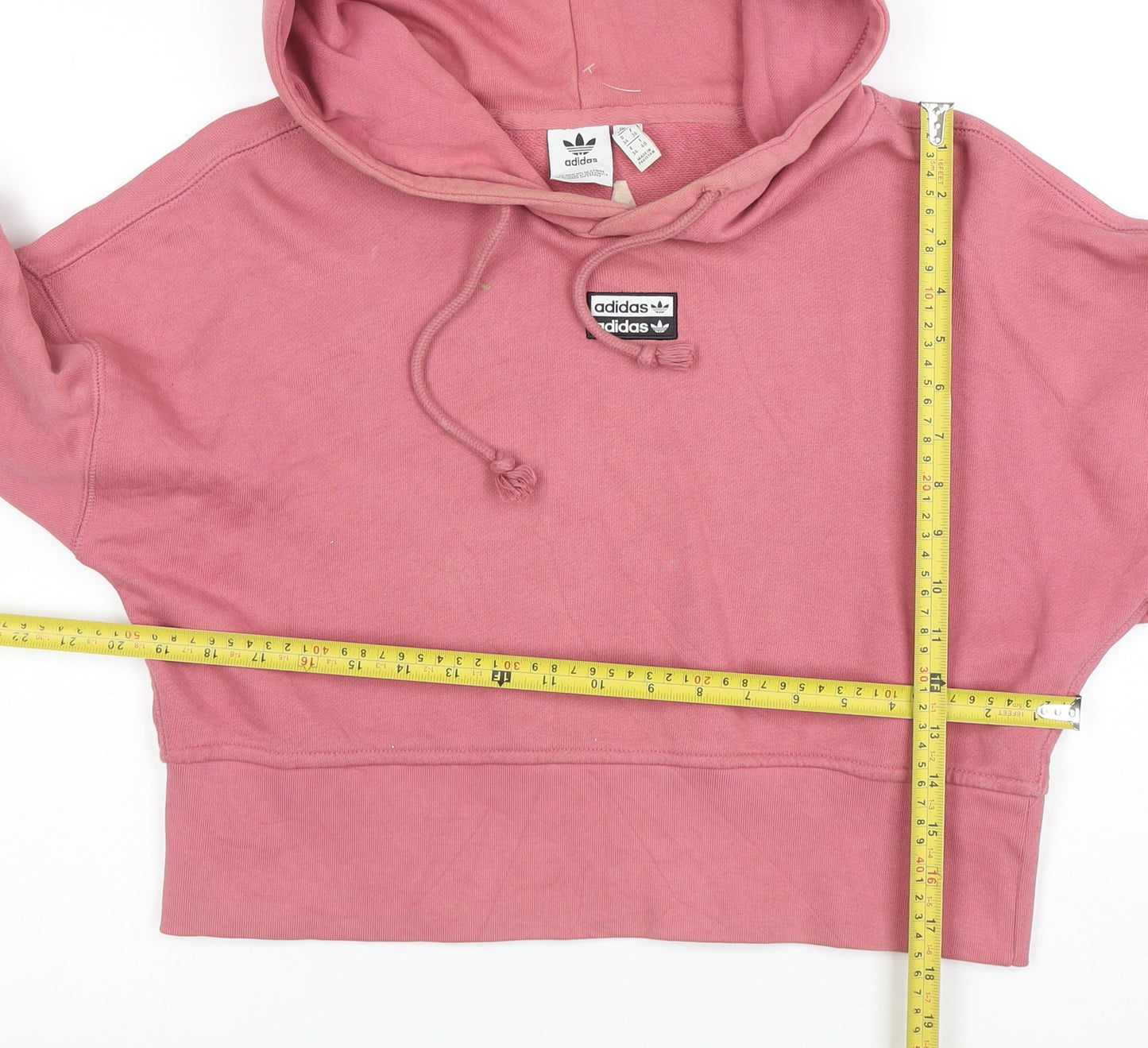 Adidas Women’s Pink Cropped Pullover Hoodie Size 8 Cotton Casual