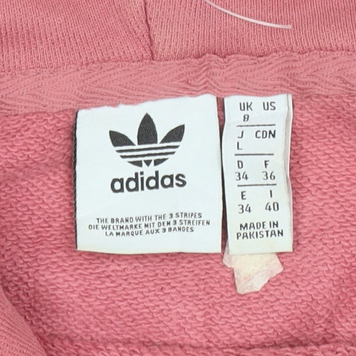 Adidas Women’s Pink Cropped Pullover Hoodie Size 8 Cotton Casual
