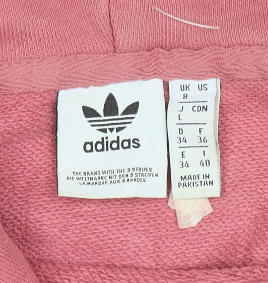 Adidas Women’s Pink Cropped Pullover Hoodie Size 8 Cotton Casual