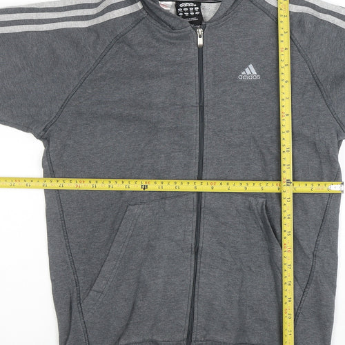 Adidas Boys Grey Full Zip Hoodie 13-14 Years Performance Essentials