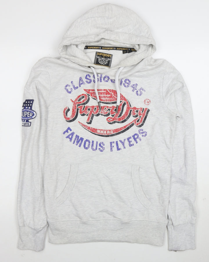 Superdry Men's Grey Pullover Hoodie M Graphic Print Classic Style