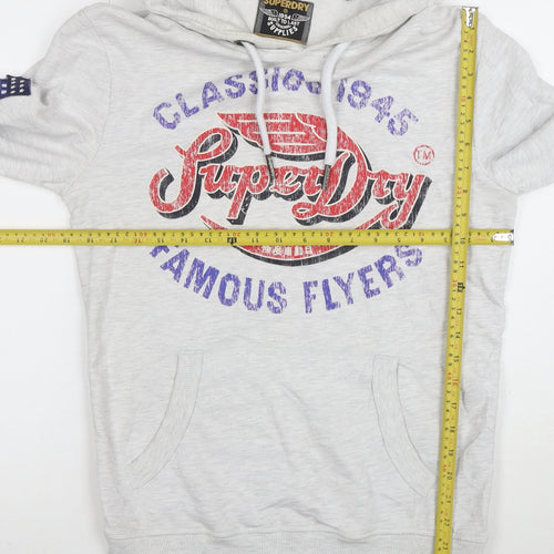 Superdry Men's Grey Pullover Hoodie M Graphic Print Classic Style