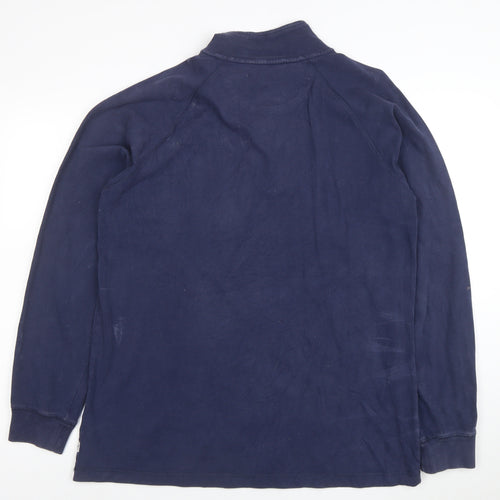 Chaps Men's Blue 1/2 Zip Striped Cotton Sweatshirt Size L