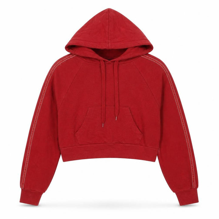 Forever 21 Women's Red Cropped Pullover Hoodie Size S