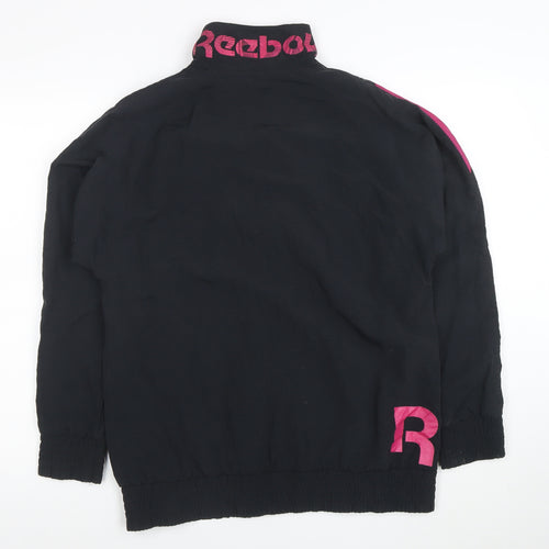 Reebok Women’s Black & Pink 90s Bomber Jacket Size L Full Zip Retro Sportswear
