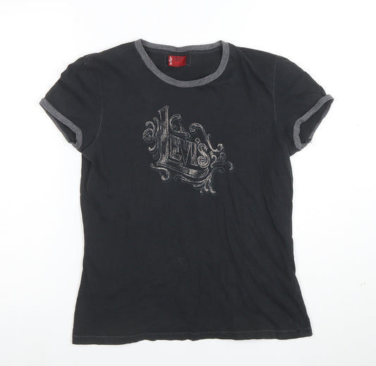 Levi’s Women’s Black Ringer T-Shirt Size L Short Sleeve Cotton