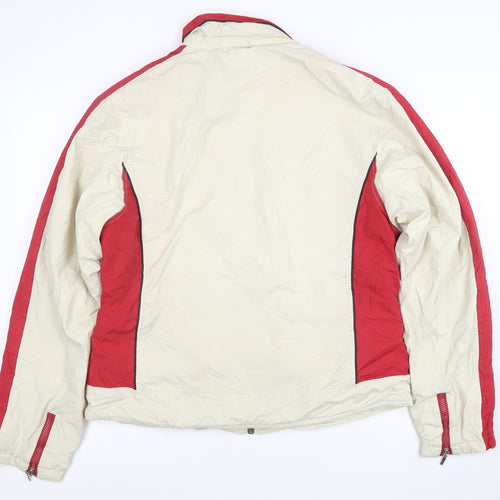 Nike Women Beige Red 2XL Windbreaker Jacket Full Zip Sports Style