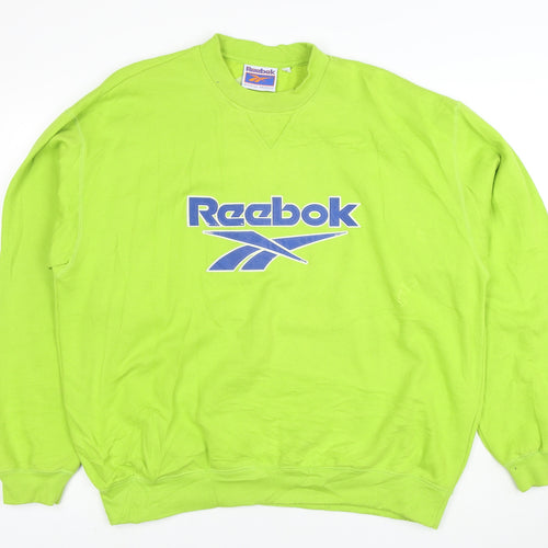 Reebok Men's Green Pullover Sweatshirt L Retro Sports Logo