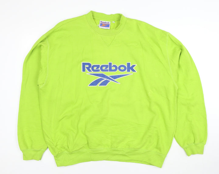 Reebok Men's Green Pullover Sweatshirt L Retro Sports Logo