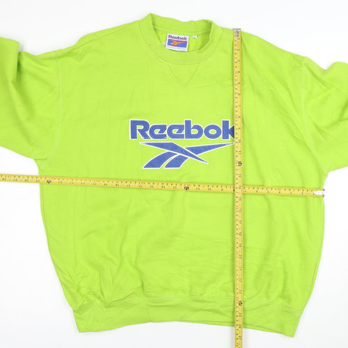 Reebok Men's Green Pullover Sweatshirt L Retro Sports Logo