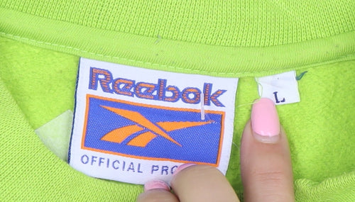 Reebok Men's Green Pullover Sweatshirt L Retro Sports Logo