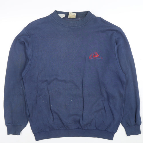 Puma Mens Blue Small Pullover Logo Sweatshirt Vintage Style