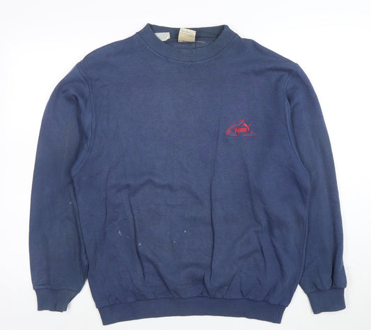 Puma Mens Blue Small Pullover Logo Sweatshirt Vintage Style