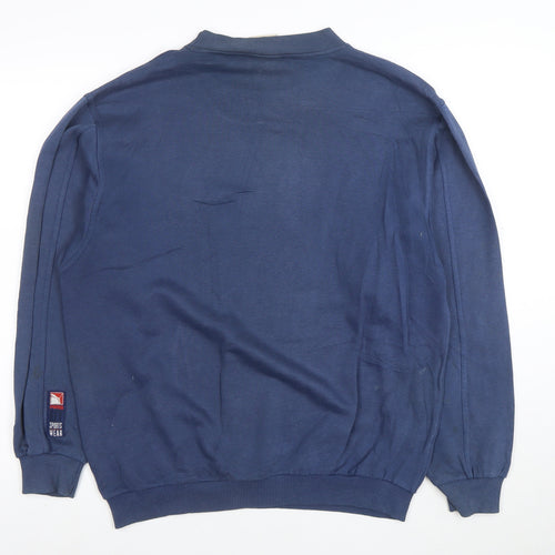 Puma Mens Blue Small Pullover Logo Sweatshirt Vintage Style