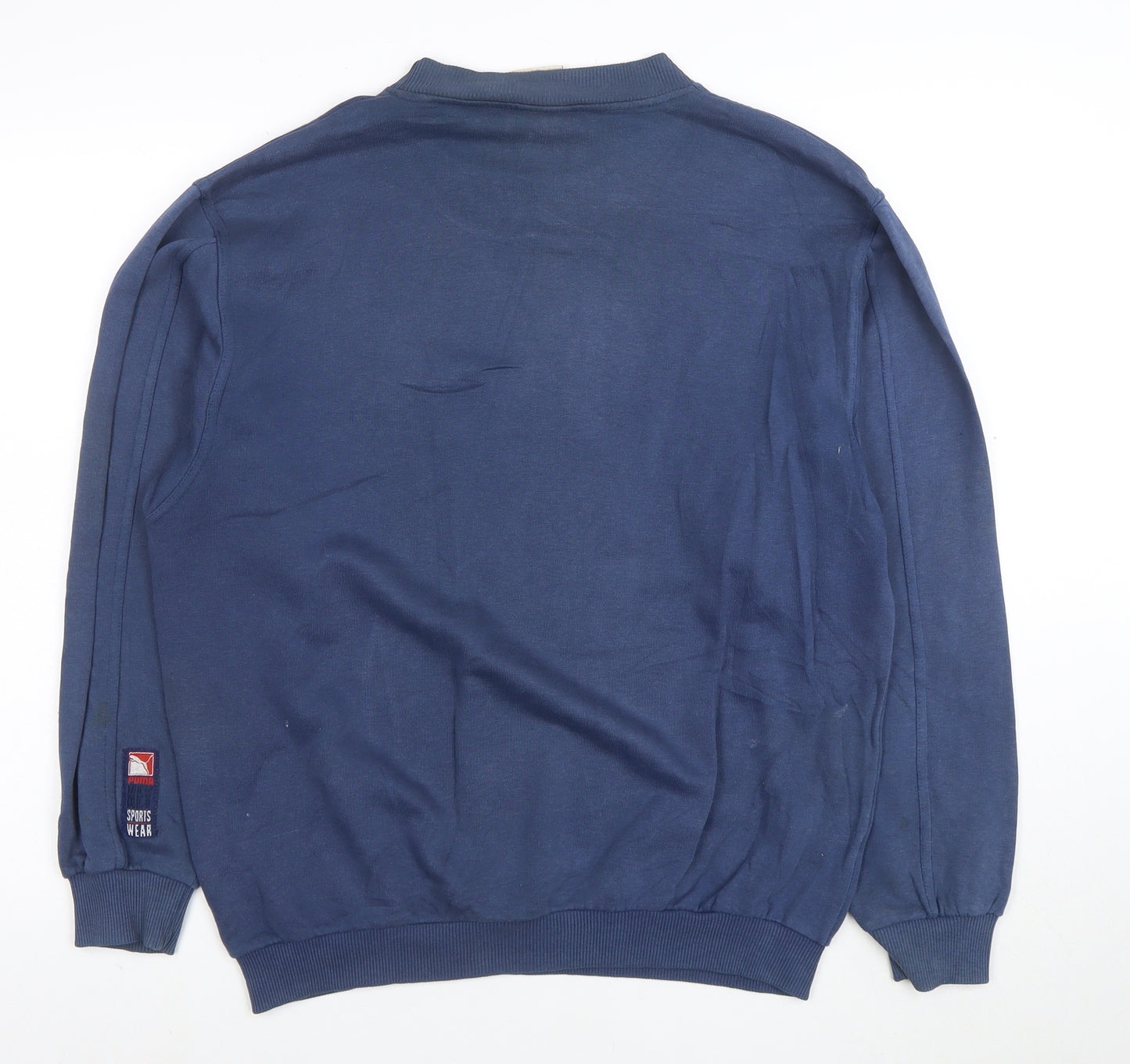 Puma Mens Blue Small Pullover Logo Sweatshirt Vintage Style