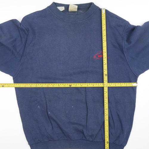 Puma Mens Blue Small Pullover Logo Sweatshirt Vintage Style