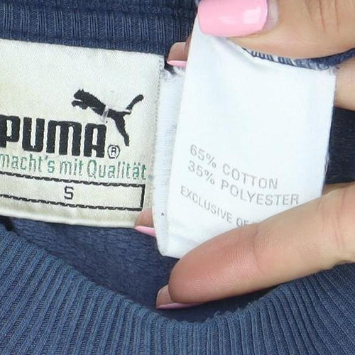 Puma Mens Blue Small Pullover Logo Sweatshirt Vintage Style