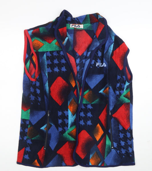 FILA Mens Multicoloured Fleece Waistcoat XL Retro 90s Bodywarmer