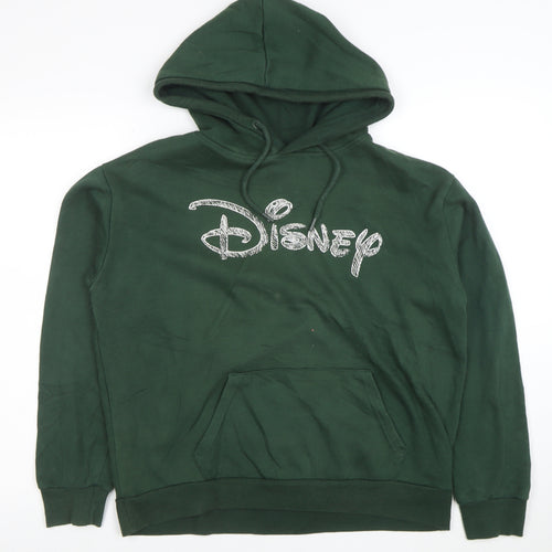Disney Women's Green Pullover Hoodie Size S 10/12 Hooded Graphic Print