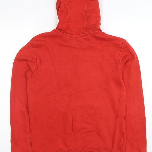 Adidas Boys Red Pullover Hoodie 13-14 Years Cotton Blend Logo Print