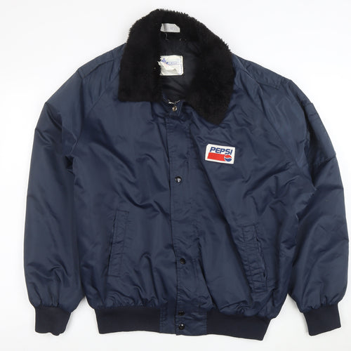 Aero Mode Mens Blue Pepsi Bomber Jacket L Nylon Vintage Workwear