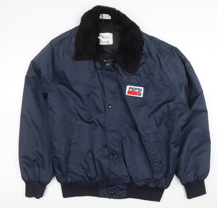 Aero Mode Mens Blue Pepsi Bomber Jacket L Nylon Vintage Workwear