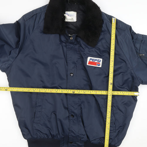 Aero Mode Mens Blue Pepsi Bomber Jacket L Nylon Vintage Workwear