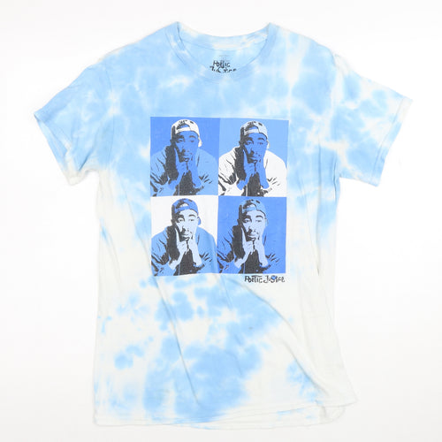 Poetic Justice Men's Blue Tie-Dye Graphic T-Shirt Size S