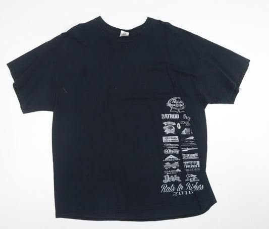 Gildan Men's Black Rat Rod Graphic T-Shirt 2XL Cotton Classic Fit