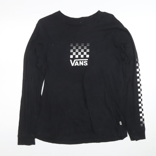 Vans Womens Black Long Sleeve Crew Neck Cotton T-Shirt Size M