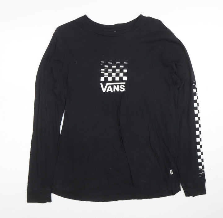 Vans Womens Black Long Sleeve Crew Neck Cotton T-Shirt Size M