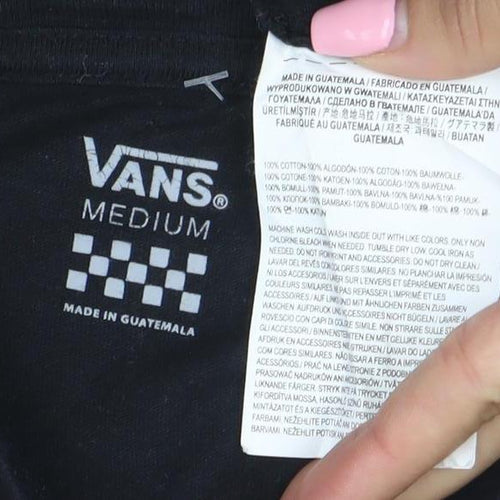 Vans Womens Black Long Sleeve Crew Neck Cotton T-Shirt Size M