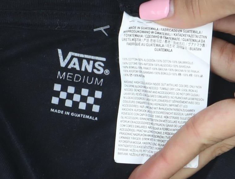 Vans Womens Black Long Sleeve Crew Neck Cotton T-Shirt Size M