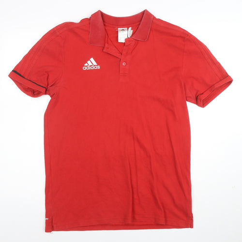 Adidas Mens Red Here To Help Polo Shirt Size L Cotton Blend