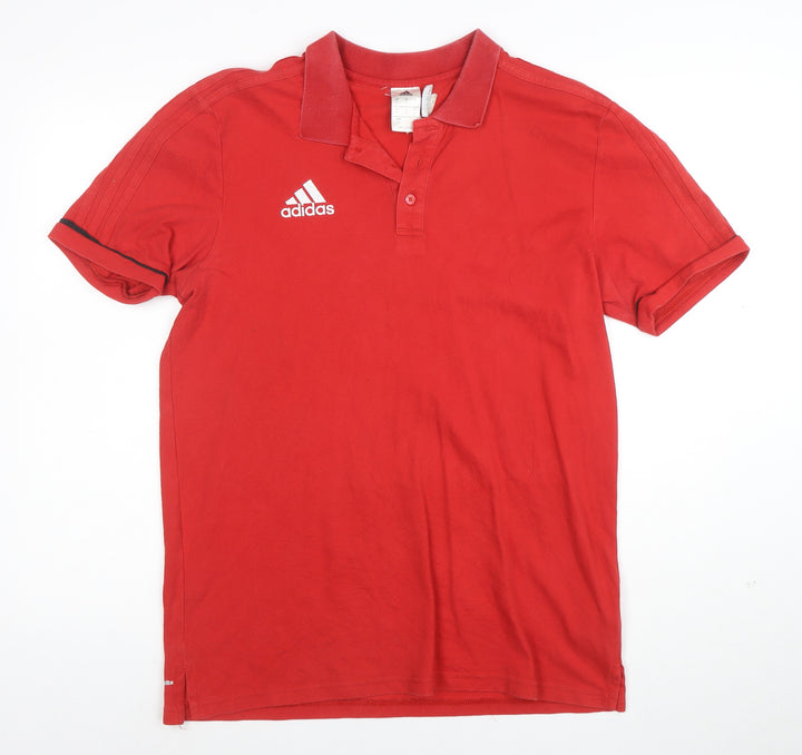 Adidas Mens Red Here To Help Polo Shirt Size L Cotton Blend