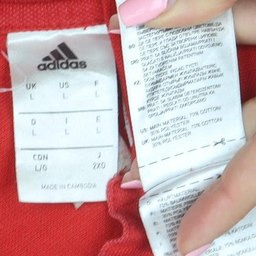 Adidas Mens Red Here To Help Polo Shirt Size L Cotton Blend