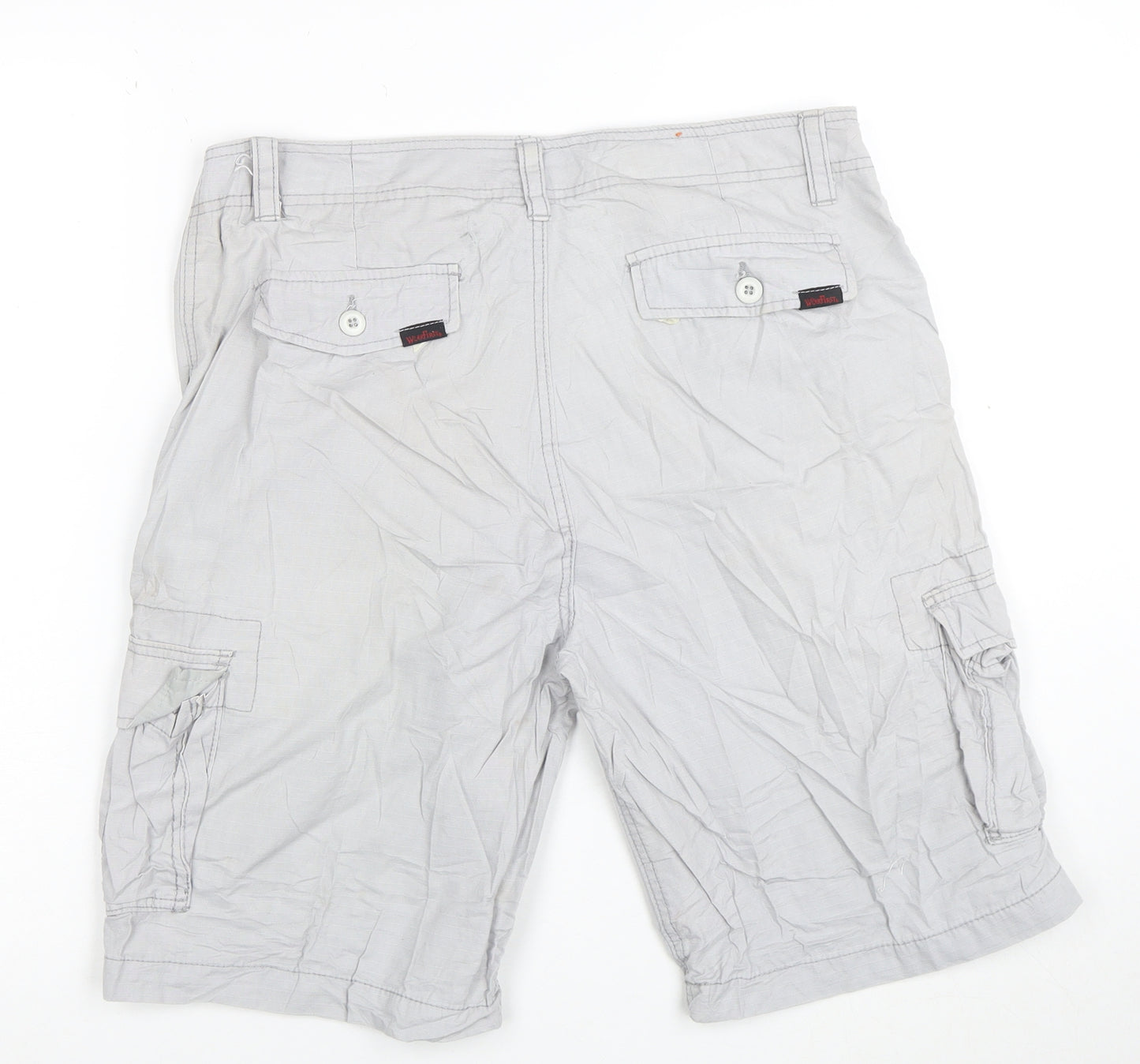 Wear First Men's Grey Cargo Shorts Size 32 Cotton Lightweight Casual
