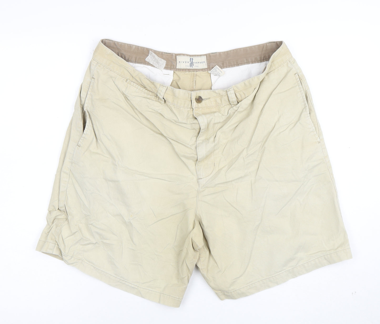 River Trader Men's Beige Chino Shorts Size 38 Regular Fit