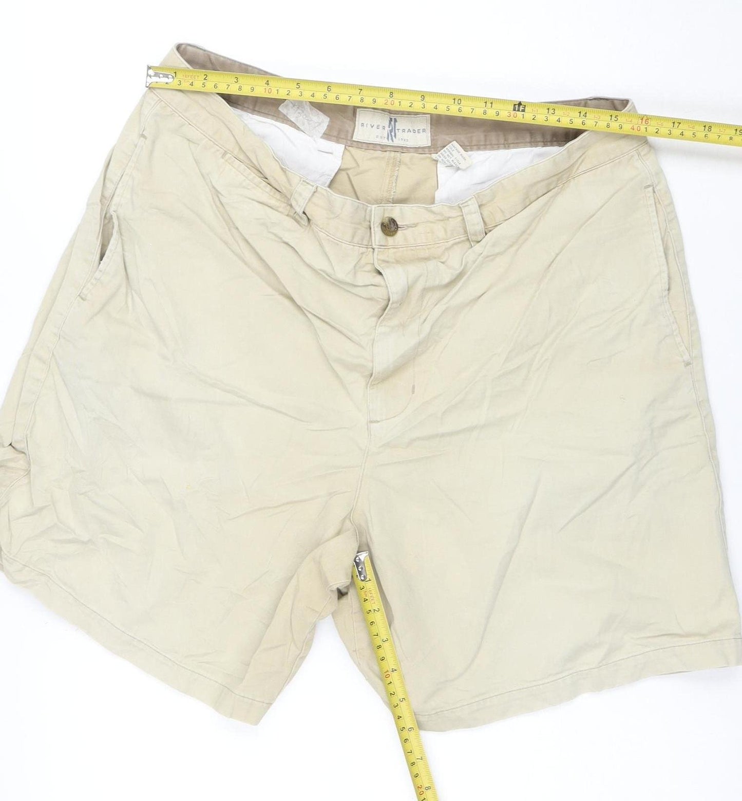 River Trader Men's Beige Chino Shorts Size 38 Regular Fit