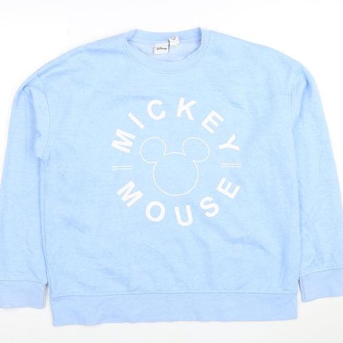 Disney Women Blue Mickey Mouse Crew Neck Sweatshirt Size S